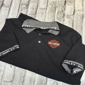 Harley Davidson Vintage Polo Men’s Sz XL Black  Short Sleeve Spell Out